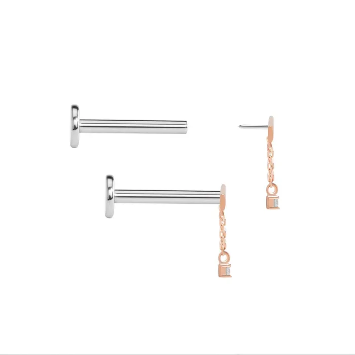 Painful Pleasures Vibrators Tilum Simple Chain and Bar 14kt Rose Gold Threadless Top Price Per 1