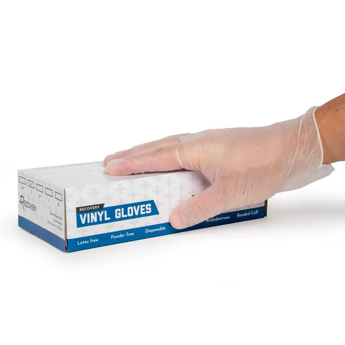 Recovery Recovery Clear Disposable Vinyl Gloves Box of 100 Anal