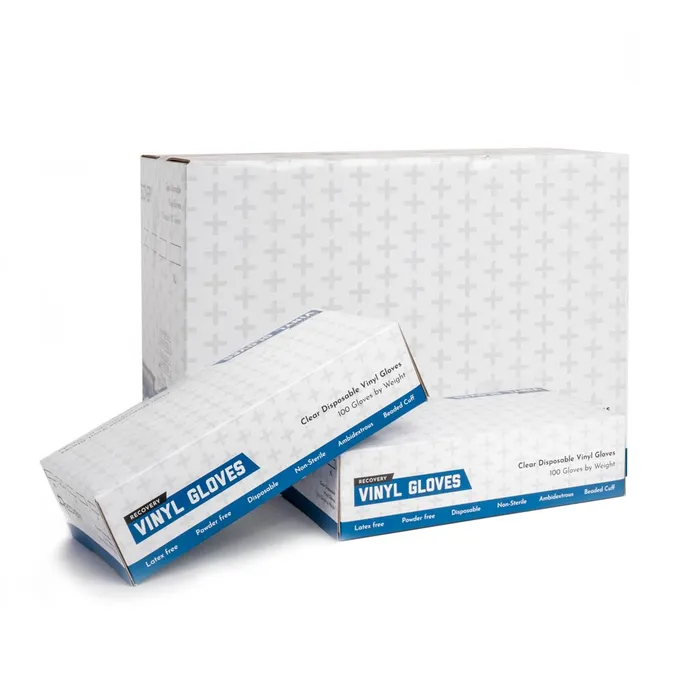 Recovery Recovery Clear Disposable Vinyl Gloves Box of 100 Anal