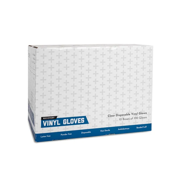 Recovery Recovery Clear Disposable Vinyl Gloves Box of 100 Anal