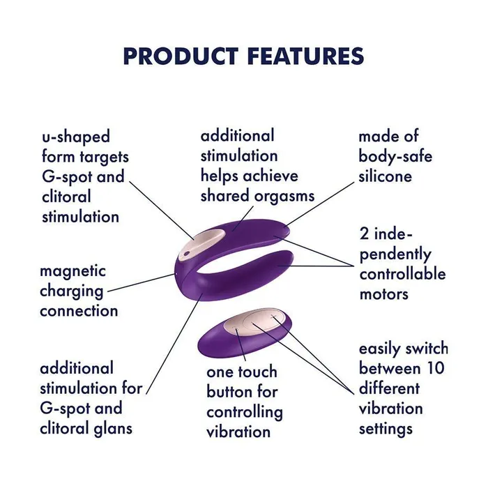 Satisfyer Double Plus Partner Vibrator w Remote Purple Satisfyer Vibrators