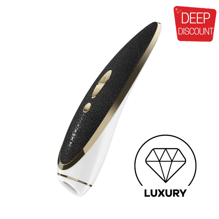 Satisfyer Satisfyer Luxury Air Pulsation Vibration Gold Black Leather Vibrators Satisfyer Satisfyer Luxury Air Pulsation Vibration Gold Black Leather Vibrators