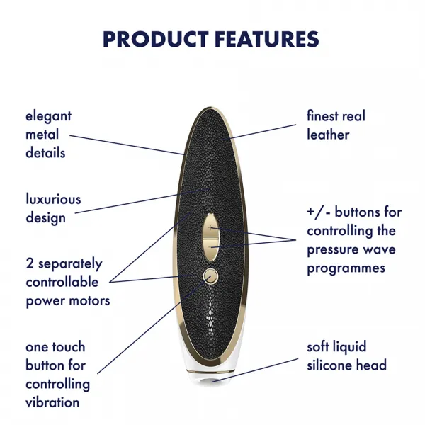 Satisfyer Satisfyer Luxury Air Pulsation Vibration Gold Black Leather Vibrators