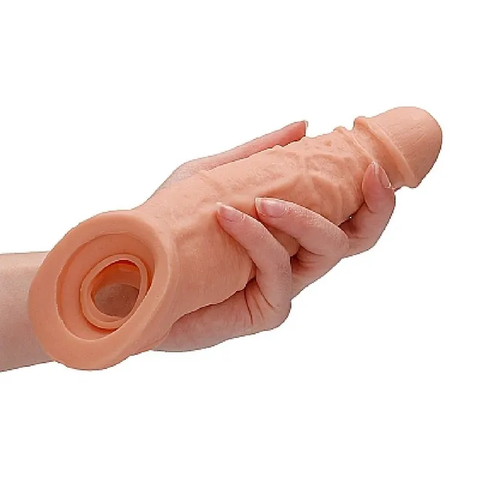 Shots Realrock 9 Inch Penis Extender Sleeve with Ball Strap Vanilla Male Sex Toys Shots Realrock 9 Inch Penis Extender Sleeve with Ball Strap Vanilla Male Sex Toys