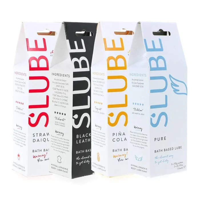 Slube Anal Slube Bath Based Lube 2 x 125g Sachets for 1 bath 3 Scents