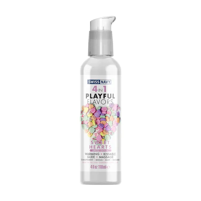 Swiss Navy 4 in 1 Playful Candy Flavors Warming Kissable Massage Lubricant 4oz 118 mL 2 Flavors Available MD Science Lab LLC Enhancers