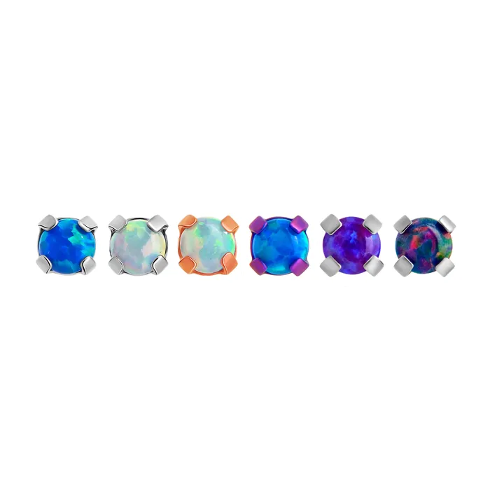 Tilum 18g16g Internally Threaded Square ProngSet 2mm Round Opal Top Price Per 1 Tilum Anal