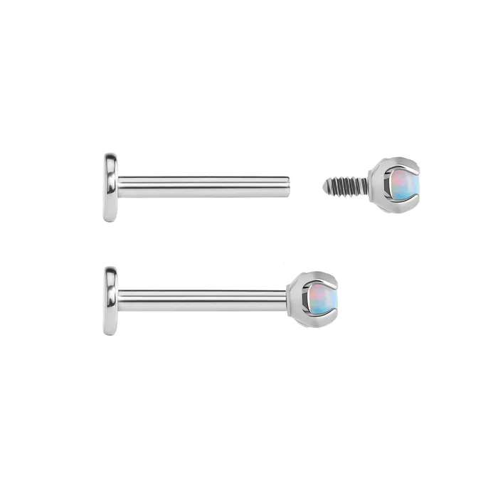 Tilum 18g16g Internally Threaded Square ProngSet 2mm Round Opal Top Price Per 1 Tilum Anal