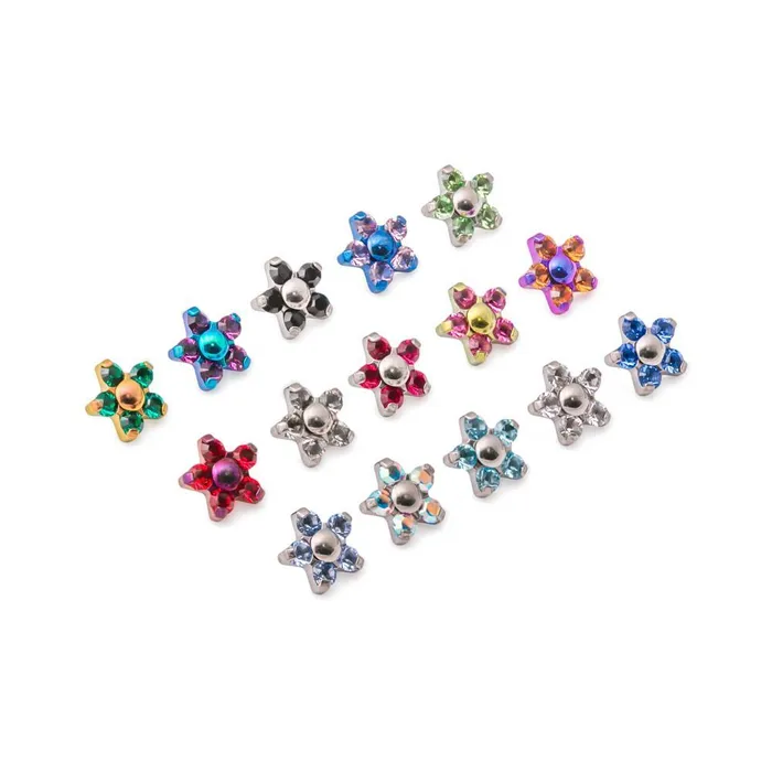 Tilum 18g16g Internally Threaded Titanium Jewel Flower Top Price Per 1 Tilum Vibrators