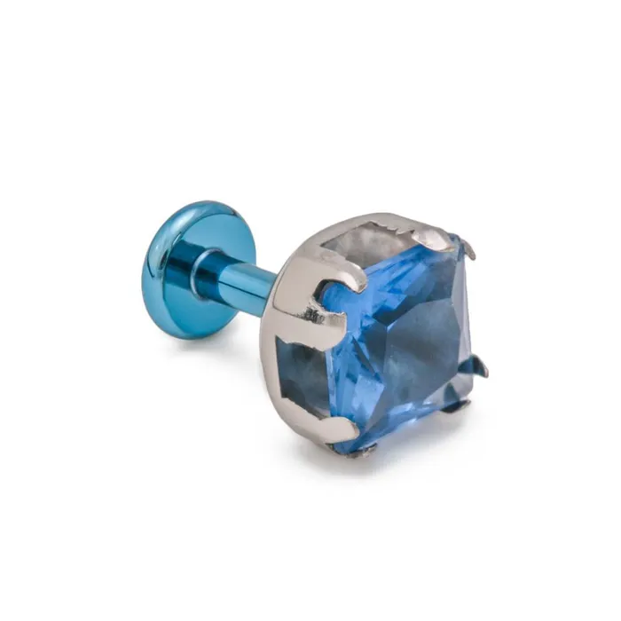 Tilum Anal Tilum 14g12g Internally Threaded Titanium Corner ProngSet Square Jewel Top 6mm Price Per 1