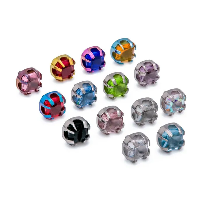 Tilum Anal Tilum 14g12g Internally Threaded Titanium Corner ProngSet Square Jewel Top 6mm Price Per 1