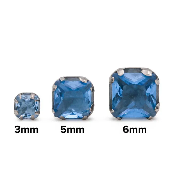 Tilum Anal Tilum 14g12g Internally Threaded Titanium Corner ProngSet Square Jewel Top 6mm Price Per 1