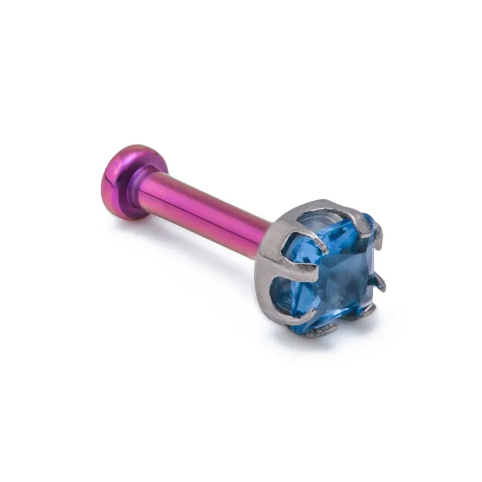 Tilum Anal Tilum 18g16g Internally Threaded Titanium Corner ProngSet Square Jewel Top 3mm Price Per 1