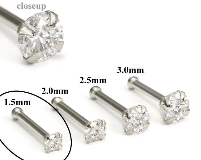 Tilum Dildos Tilum 20g 15mm Real SI Diamond White Gold Nose Bone