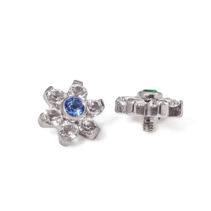 Tilum Male Sex Toys Tilum 14g12g Internally Threaded Titanium Jewel Flower Top with Crystal Petals Choose Center Jewel Color Price Per 1