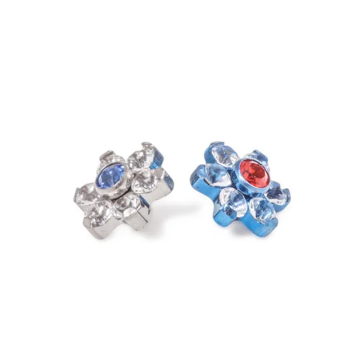 Tilum Male Sex Toys Tilum 14g12g Internally Threaded Titanium Jewel Flower Top with Crystal Petals Choose Center Jewel Color Price Per 1