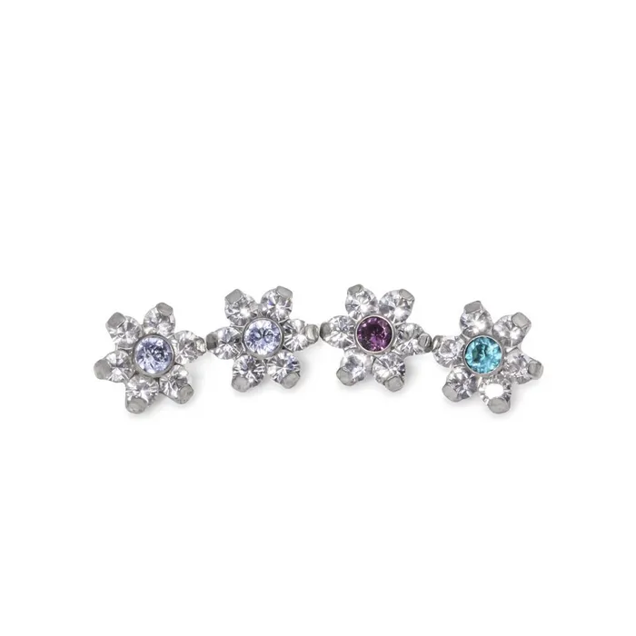 Tilum Male Sex Toys Tilum 14g12g Internally Threaded Titanium Jewel Flower Top with Crystal Petals Choose Center Jewel Color Price Per 1