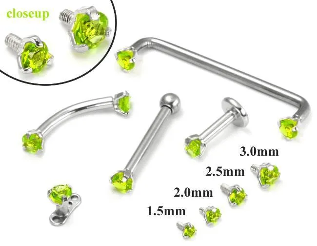 Tilum Tilum 14g12g Internally Threaded White Gold Light Green Jewel Top Price Per 1 Anal Tilum Tilum 14g12g Internally Threaded White Gold Light Green Jewel Top Price Per 1 Anal