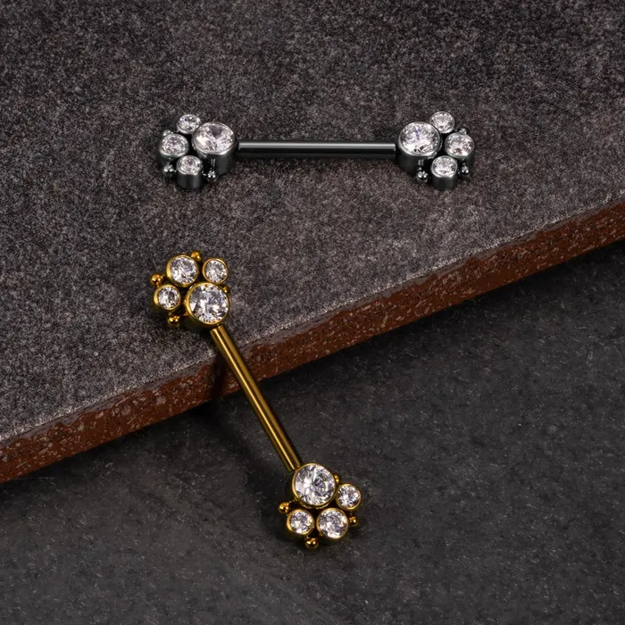 Tilum Tilum 14g 916 Jeweled Paw Print Titanium Threadless Nipple Barbell Nipple Clitoral Toys