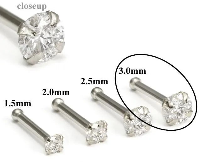 Tilum Tilum 20g 3mm Real SI Diamond White Gold Nose Bone Dildos