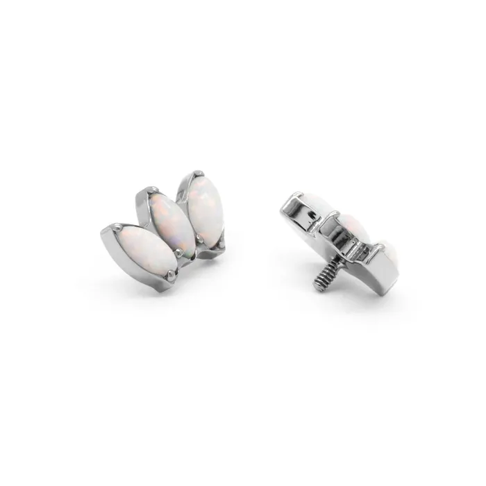 Tilum Vibrators Tilum 18g16g Internally Threaded Titanium White Opal Marquis Fan Top Price Per 1
