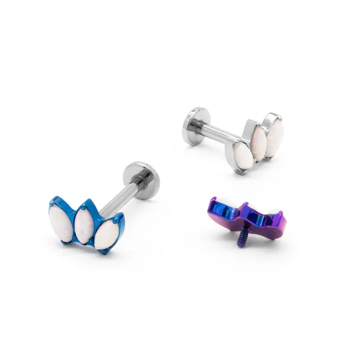 Tilum Vibrators Tilum 18g16g Internally Threaded Titanium White Opal Marquis Fan Top Price Per 1