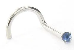 Tilum Vibrators Tilum 20g 14kt White Gold 15mm CZSapphire Jewel Nose SCREW