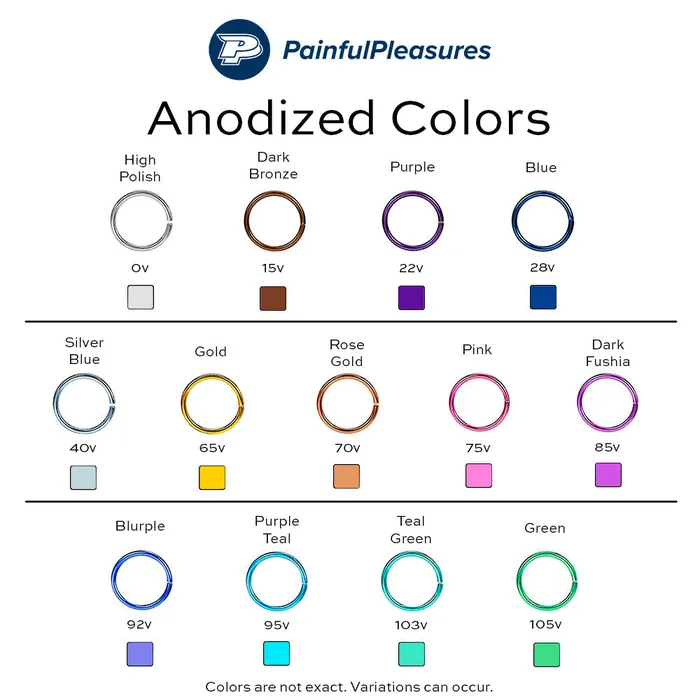 Titanium Threadless Top Pick Color and Size Price Per 1 Painful Pleasures Male Sex Toys