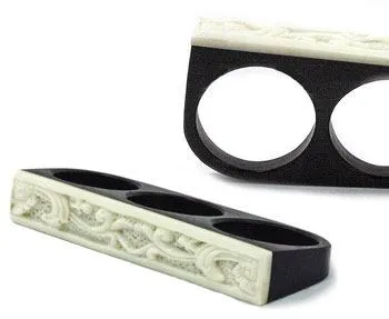 Triple Finger Ring with Bone Inlay Elementals Organics Male Sex Toys