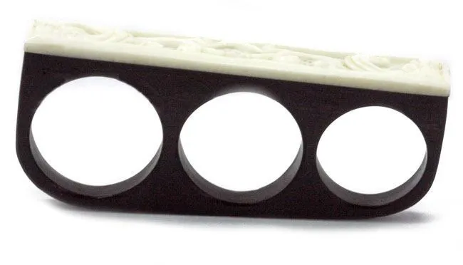 Triple Finger Ring with Bone Inlay Elementals Organics Male Sex Toys Triple Finger Ring with Bone Inlay Elementals Organics Male Sex Toys