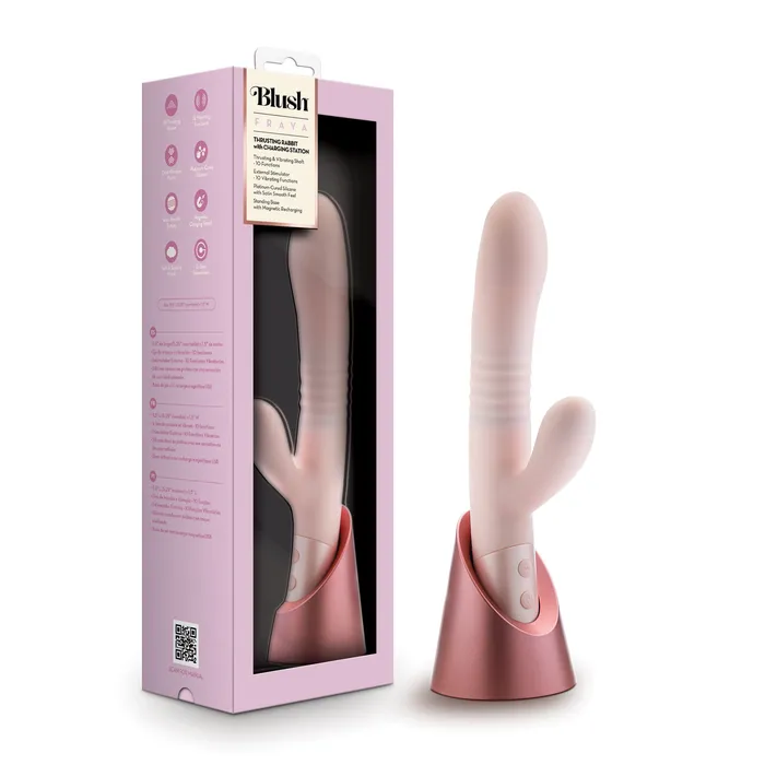 Vibrators Blush Fraya Thrusting Shaft Powerful Rabbit Vibrator Pale Pink