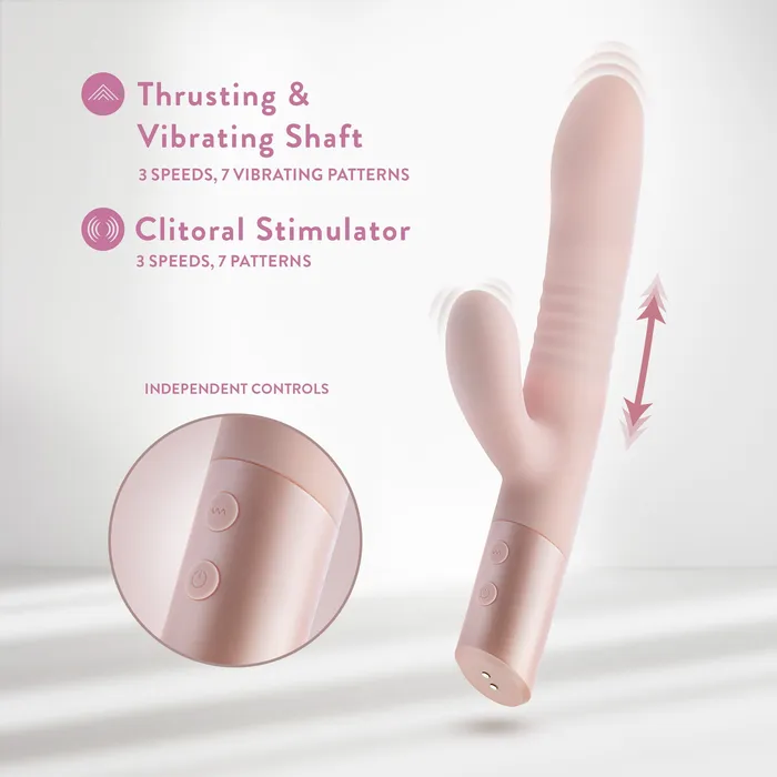 Vibrators Blush Fraya Thrusting Shaft Powerful Rabbit Vibrator Pale Pink