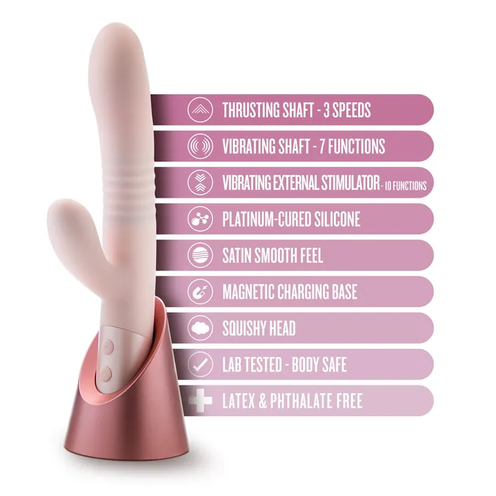 Vibrators Blush Fraya Thrusting Shaft Powerful Rabbit Vibrator Pale Pink