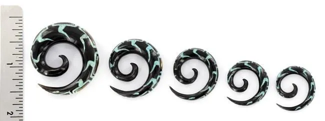 Vibrators Elementals Organics Crushed Turquoise and Abalone Spiral Horn Earring Price Per 1