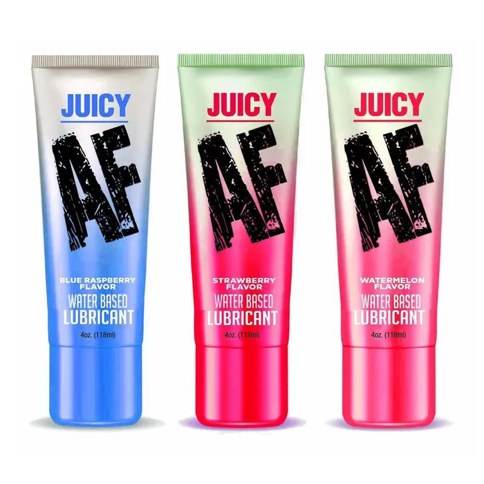 Vibrators Little Genie Production LLC Juicy AF Flavored Water Based Lubricants 4 oz 118 mL 3 Juicy Flavores Vibrators Little Genie Production LLC Juicy AF Flavored Water Based Lubricants 4 oz 118 mL 3 Juicy Flavores