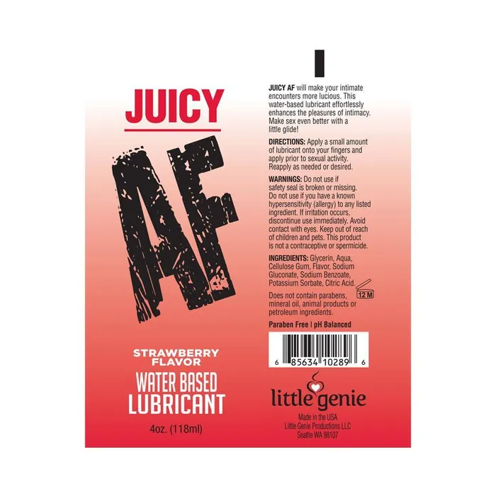 Vibrators Little Genie Production LLC Juicy AF Flavored Water Based Lubricants 4 oz 118 mL 3 Juicy Flavores