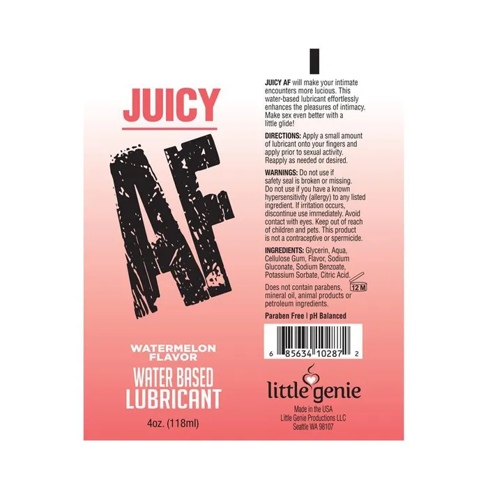 Vibrators Little Genie Production LLC Juicy AF Flavored Water Based Lubricants 4 oz 118 mL 3 Juicy Flavores