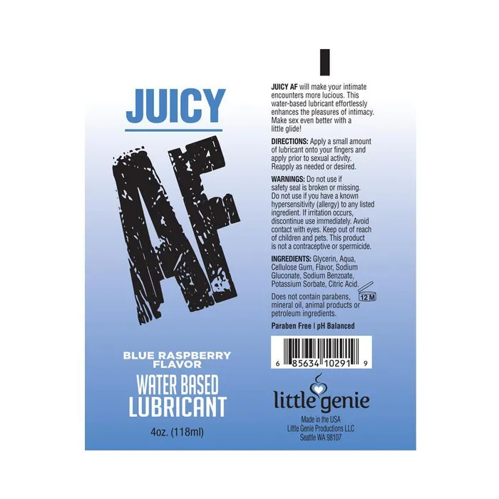 Vibrators Little Genie Production LLC Juicy AF Flavored Water Based Lubricants 4 oz 118 mL 3 Juicy Flavores
