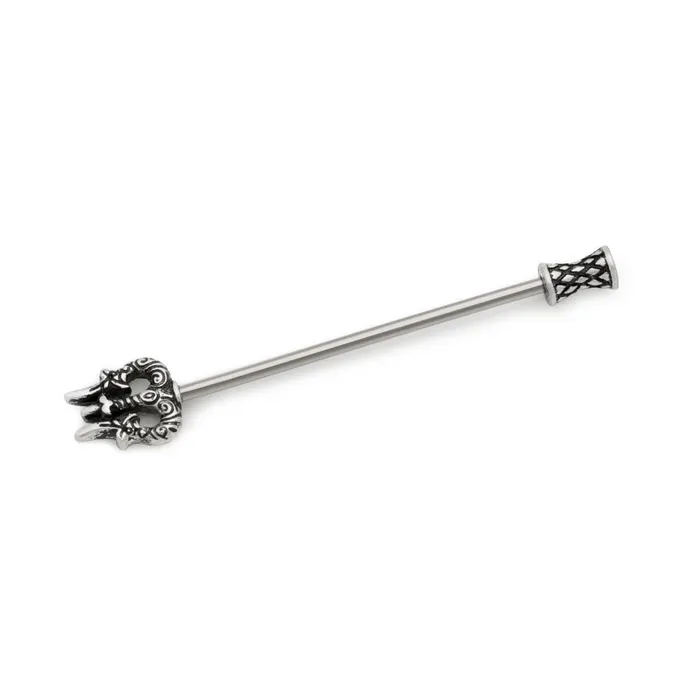 Vibrators Painful Pleasures 14g 112 Poseidons Trident Industrial Barbell