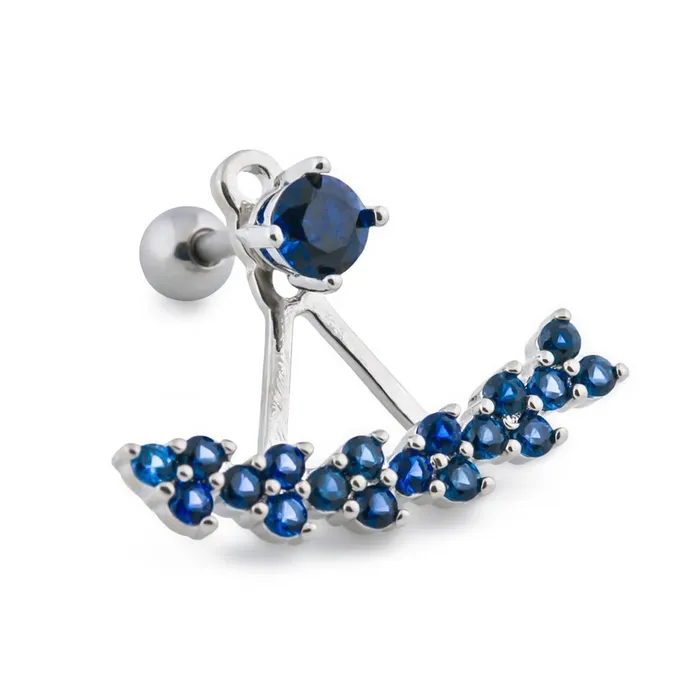 Vibrators Painful Pleasures 16g 14 Deep Blue Trinity Rhodium Plated Earring