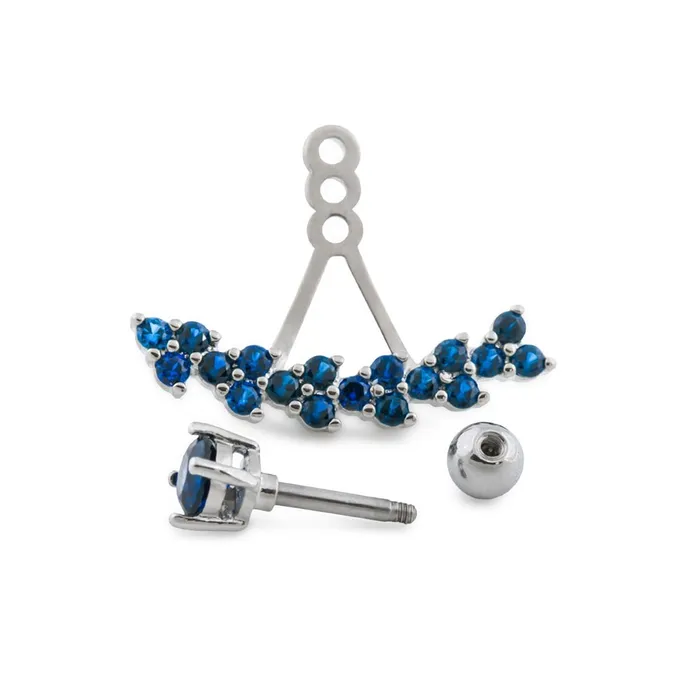 Vibrators Painful Pleasures 16g 14 Deep Blue Trinity Rhodium Plated Earring