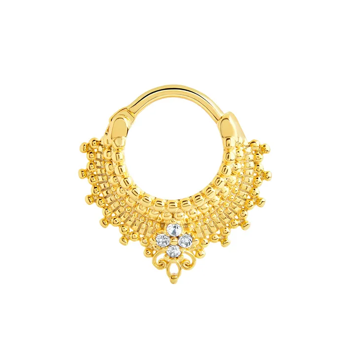 Vibrators Painful Pleasures 16g PVD Gold Kalis Crown Septum Clicker