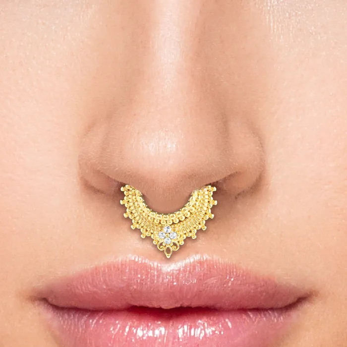 Vibrators Painful Pleasures 16g PVD Gold Kalis Crown Septum Clicker