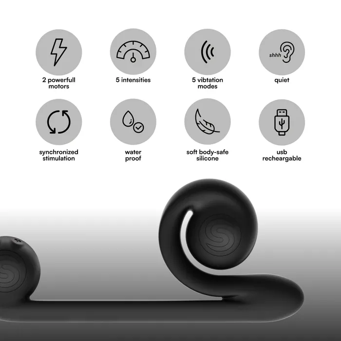 Vibrators Snail Vibe The Snail Ultra Powerful 2 Motor Dual Stimulating Vibrator Black