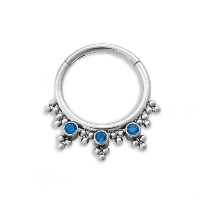 Vibrators Tilum 16g Triple Jeweled Bead Clusters Titanium Septum Clicker Tilum