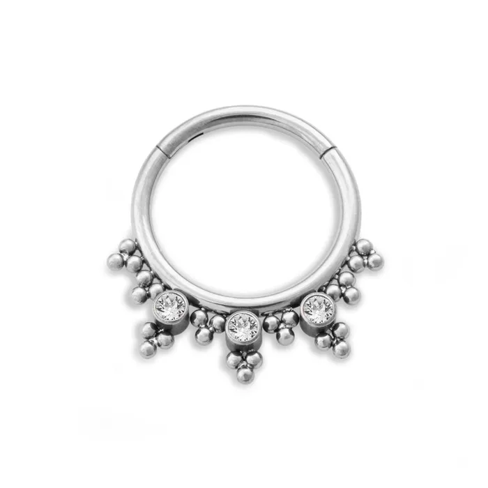 Vibrators Tilum 16g Triple Jeweled Bead Clusters Titanium Septum Clicker Tilum