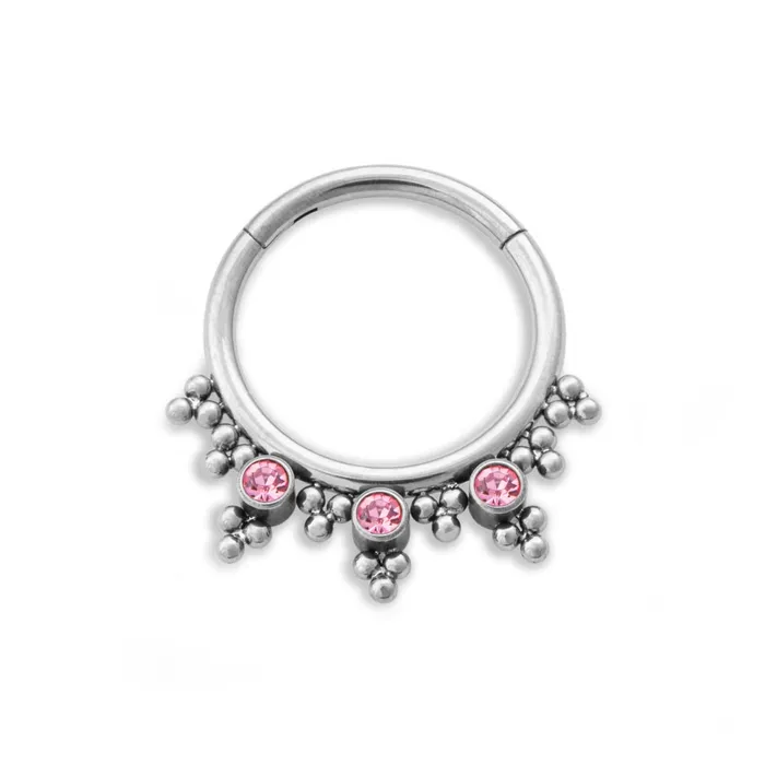 Vibrators Tilum 16g Triple Jeweled Bead Clusters Titanium Septum Clicker Tilum