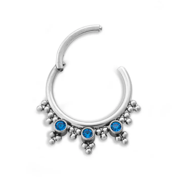 Vibrators Tilum 16g Triple Jeweled Bead Clusters Titanium Septum Clicker Tilum