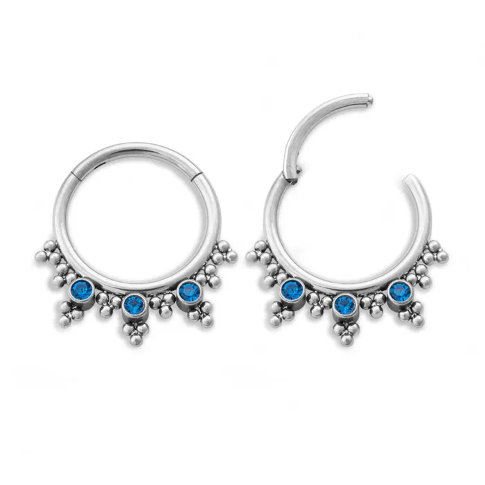 Vibrators Tilum 16g Triple Jeweled Bead Clusters Titanium Septum Clicker Tilum