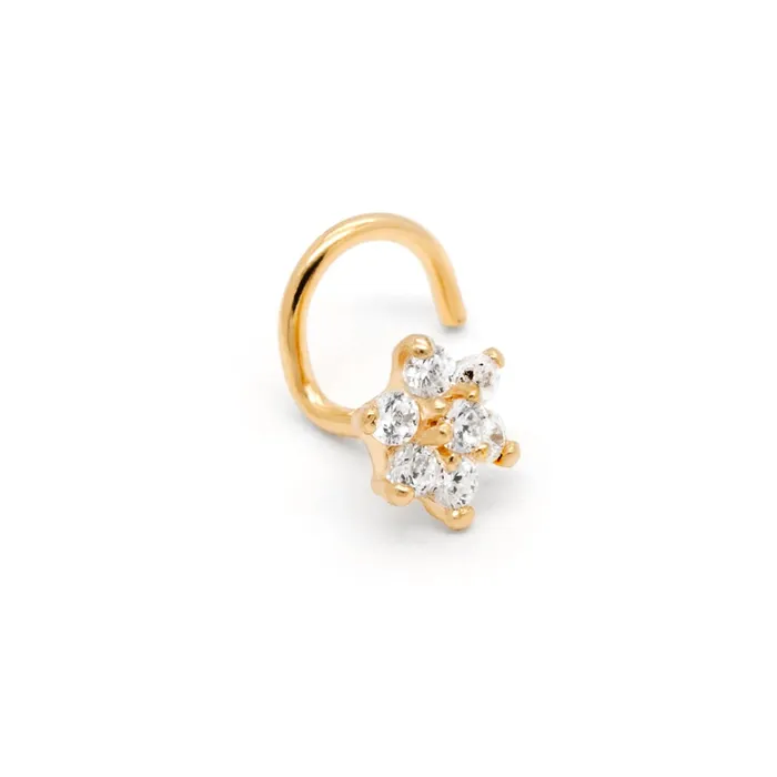 Vibrators Tilum 20g Yellow Gold Jeweled Flower Nose Screw Tilum